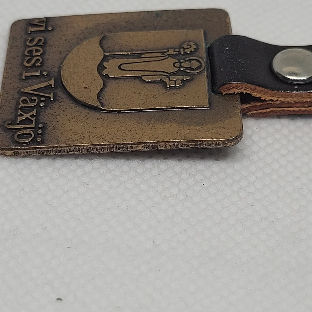Vintage Swedish Brass Keychain Sporrong Vi Ses I Växjö Cathedral